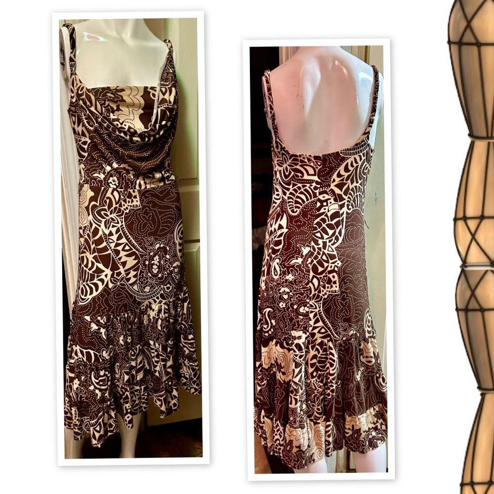 Bisou Bisou Brown and White Sleeveless Sundress - Picture 2 of 2